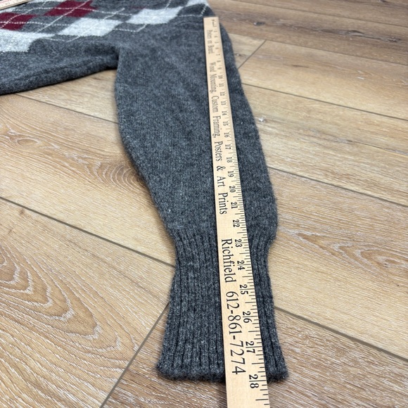 VTG Parkhurst Argyle V-Neck Sweater Gray White Maroon 100% Shetland Wool Canada - Picture 6 of 13